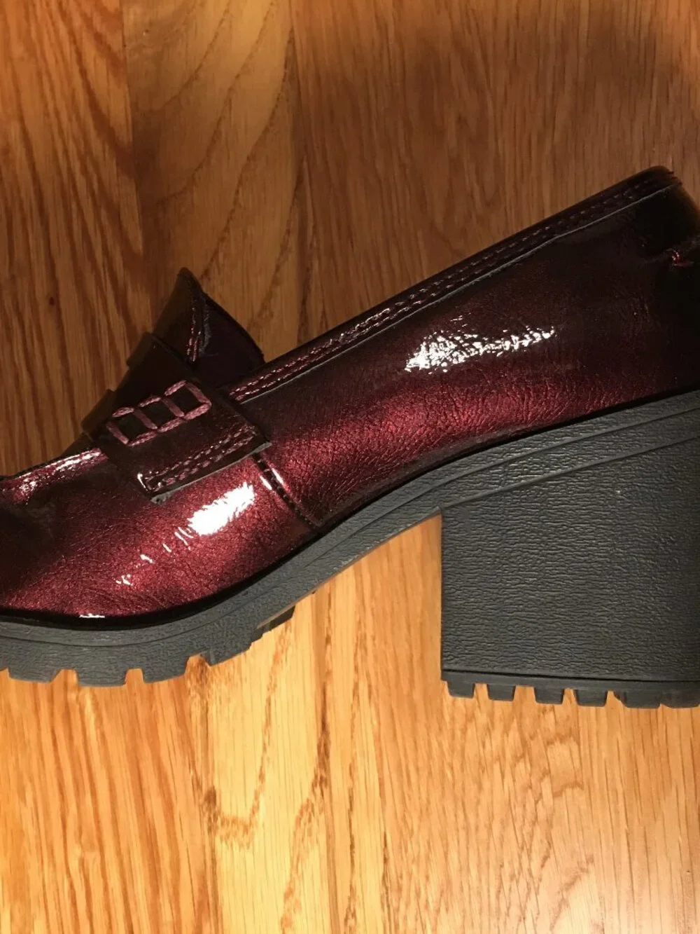 wine red platform loafers